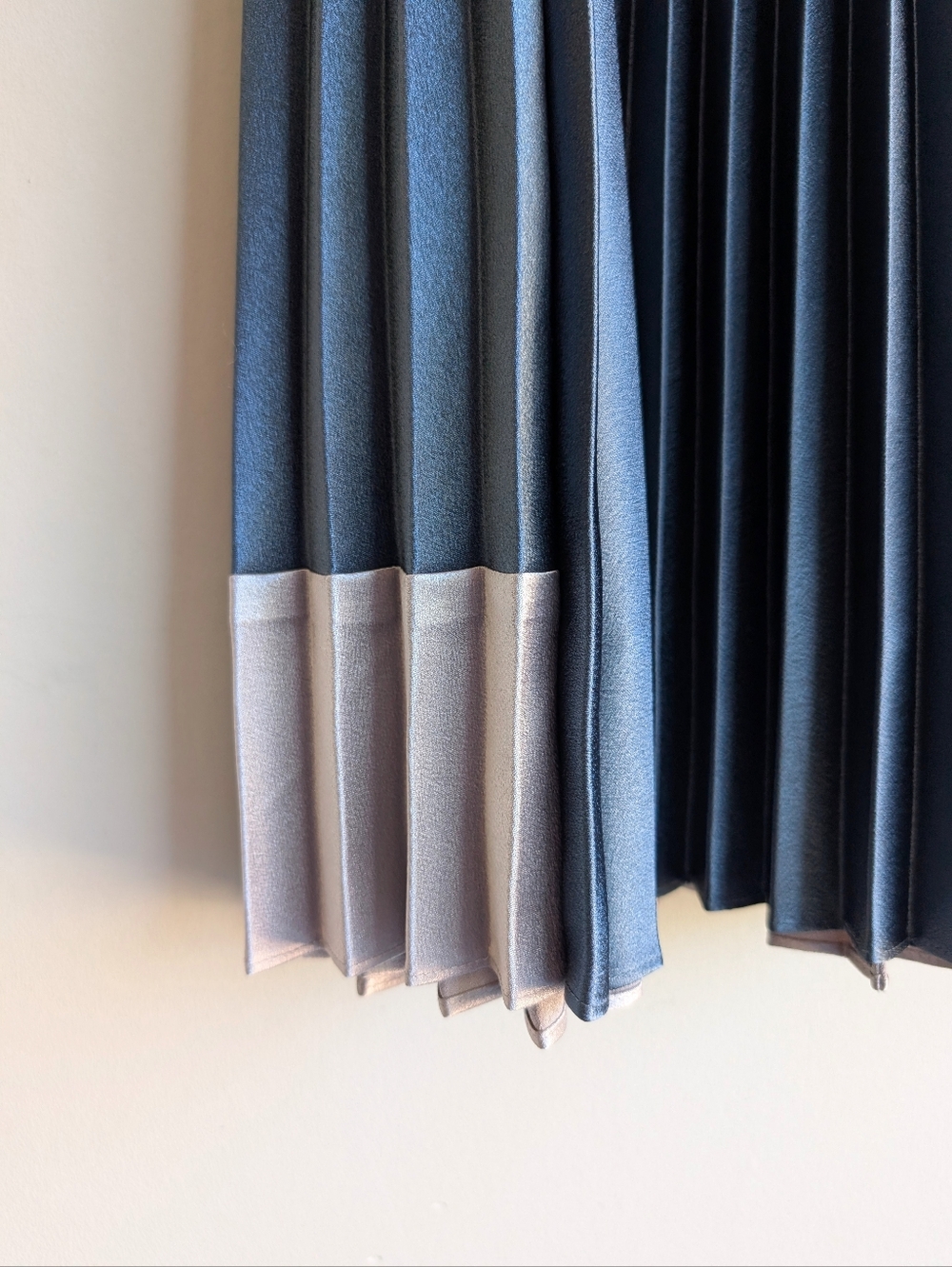 Ted Baker Satin Pleated Two-Tone Midi Skirt - Blue and Silver - Picture 9 of 10